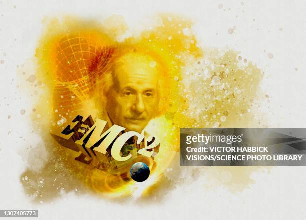 einstein's mass energy equation, conceptual illustration - einstein stock pictures, royalty-free photos & images