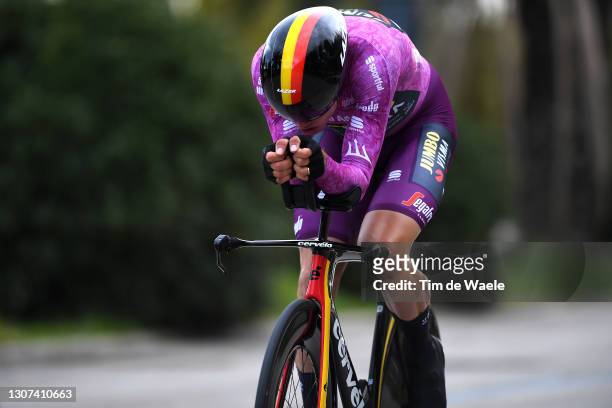 Wout Van Aert of Belgium and Team Jumbo - Visma Purple Sprint Jersey during the 56th Tirreno-Adriatico 2021, Stage 7 a 10,1km Individual Time Trial...
