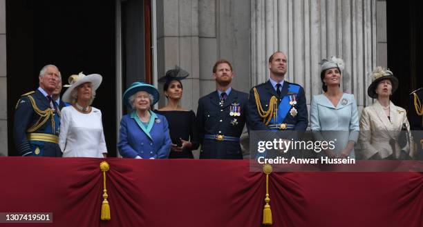 Prince Charles, Prince of Wales, Camilla, Duchess of Cornwall, Queen Elizabeth ll, Meghan, Duchess of Sussex, Prince Harry, Duke of Sussex, Prince...