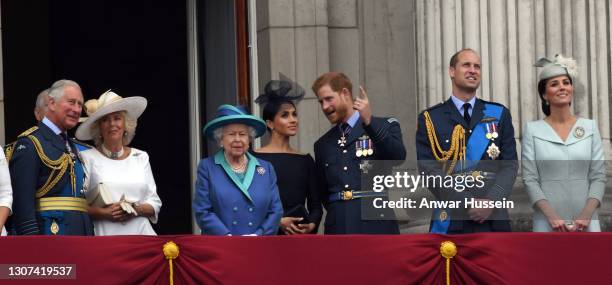 Prince Charles, Prince of Wales, Camilla, Duchess of Cornwall, Queen Elizabeth ll, Meghan, Duchess of Sussex, Prince Harry, Duke of Sussex, Prince...