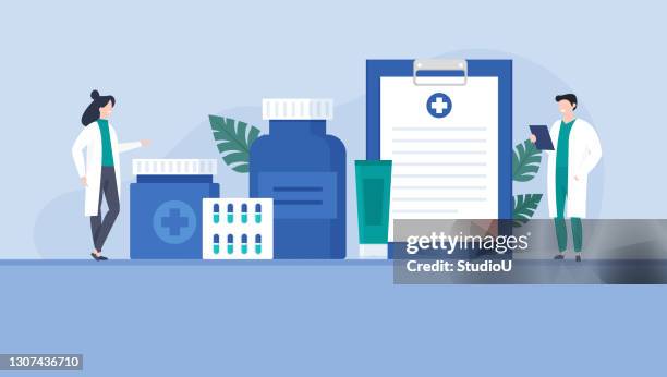 medicine and pharmacy illustration - pharmacy stock illustrations