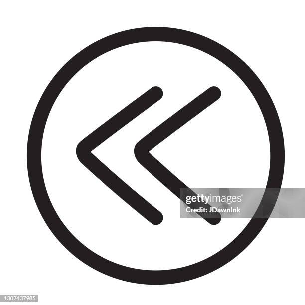 modern user media interface directional rewind arrow icon concept thin line style - editable stroke - rewind stock illustrations