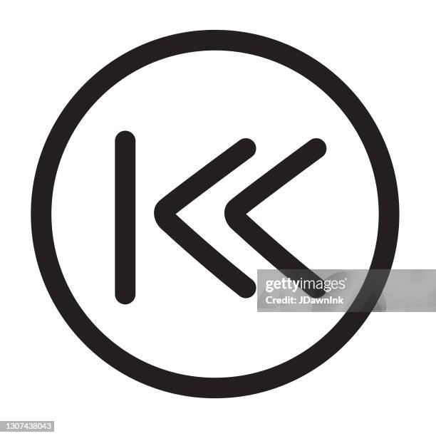modern user media interface directional rewind arrow icon concept thin line style - editable stroke - rewind stock illustrations
