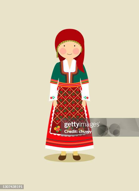 bulgarian traditional clothing for women - bulgaria stock illustrations