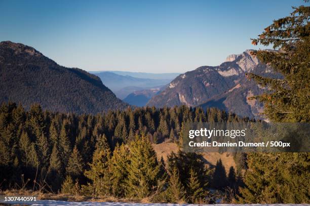 scenic view of mountains against clear sky,france - haute savoie stock pictures, royalty-free photos & images