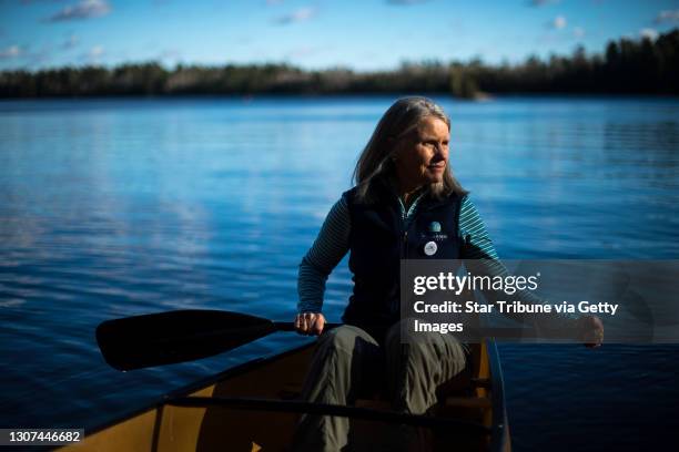 Becky Rom was photographed on the edge of Birch Lake, the proposed site of a Twin Metals copper mine near the edge of the Boundary Waters Canoe Area...