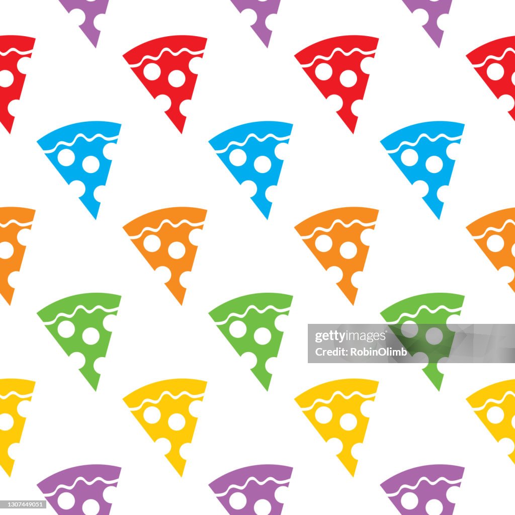 Colorful Pizza Slices Seamless Pattern