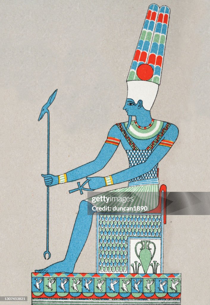 Ancient Egyptian blue man, god, Amun