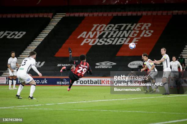 Philip Billing of Bournemouth scores a goal to make it 1-0 during the Sky Bet Championship match between AFC Bournemouth and Swansea City at Vitality...
