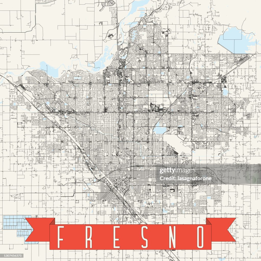 Fresno, California USA Vector Map
