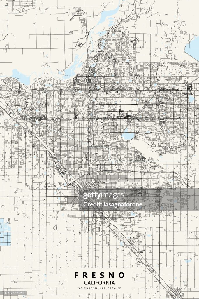 Fresno, California USA Vector Map