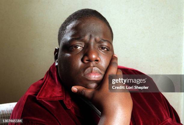 Rapper Notorious B.I.G. Is photographed for Los Angeles Times on February 25, 1997 in Los Angeles, California. PUBLISHED IMAGE. CREDIT MUST READ:...