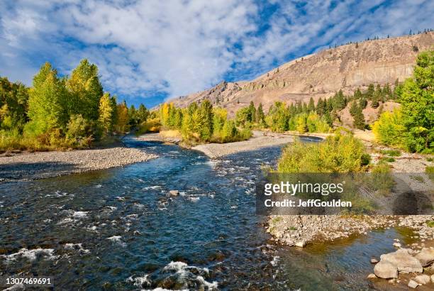 fall colors on the naches river - washington state stock pictures, royalty-free photos & images
