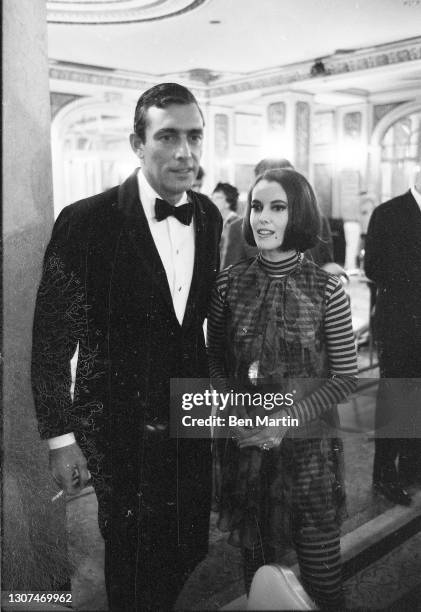 Actress Susan Kohmer wearing a gown designed by her husband, John Weitz 1923-2002), inspired by Hamlet, at the Shakespeare Ball at the Plaza Hotel to...