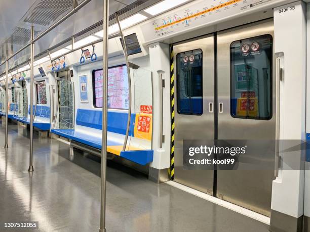 beijing subway empty cabin - beijing subway line stock pictures, royalty-free photos & images