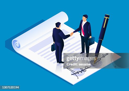 Deux hommes d’affaires ont signé avec succès un contrat d’accord de coopération de projet, illustration de concept d’affaires Deux hommes d’affaires ont signé avec succès un contrat d’accord de coopération de projet, illustration de concept d’affaires