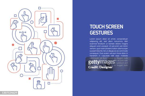 touch screen gesten konzept, vektor-illustration von touchscreen-gesten und icons - heranzoomen stock-grafiken, -clipart, -cartoons und -symbole