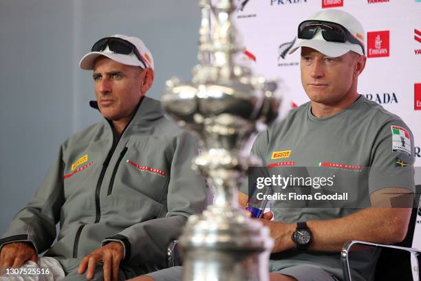 Prada Luna Rossa helmsman Jimmy Spithill and Francesco Bruni speak to media after losing the America's Cup to Emirates Team New Zealand on Auckland...