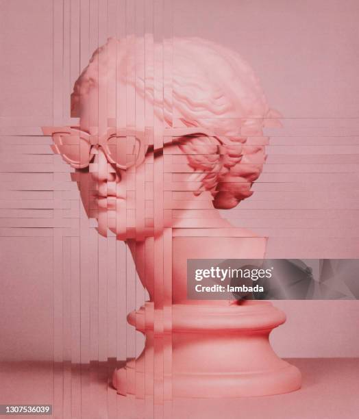 collage de papel analógico con diosa griega moderna - statues greek fotografías e imágenes de stock