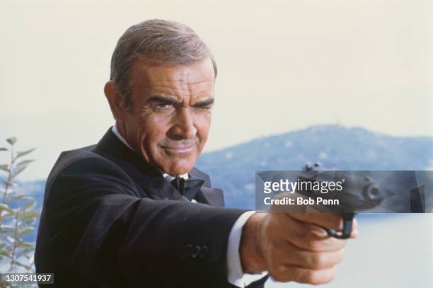 Actor Sean Connery on set of the movie James Bond: Never Say Never Again, directed by Irvin Kershner.