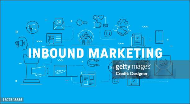 inbound marketing related modern line style vector illustration. - content stock illustrations