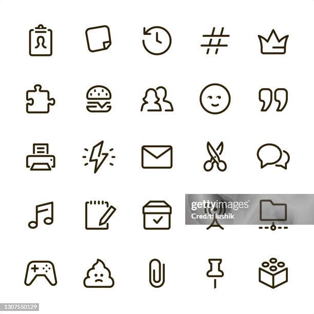 office & social networking - pixel perfect line icons - crown emoji stock illustrations