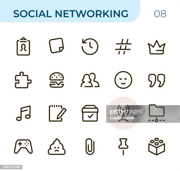 illustrations, cliparts, dessins animés et icônes de réseautage social - pixel perfect unicolor icônes de la ligne - instant messaging