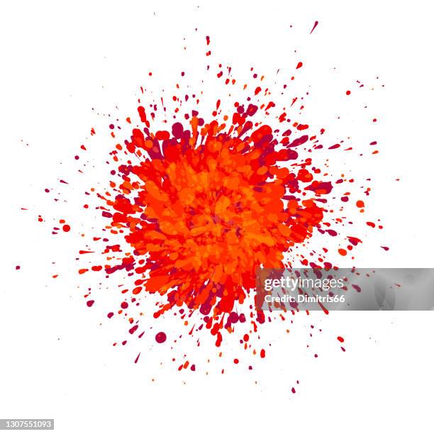 Red Ink Red Ink Splatter On White Background Formed By Individual Particles ...