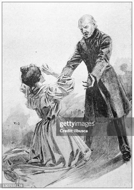 antique illustration: drama - domestic violence stock illustrations