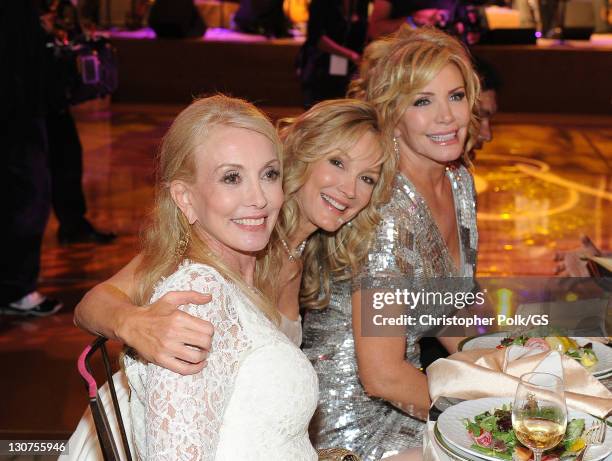 Bridesmaids Janis Kaye, Pam Bowen and Bride Shannon Tweed attend the wedding of Gene Simmons and Shannon Tweed held at the Beverly Hills Hotel on...