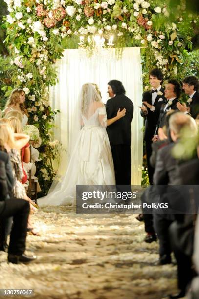 Bride Shannon Tweed and Groom Gene Simmons attend their wedding held at the Beverly Hills Hotel on October 1, 2011 in Los Angeles, California.