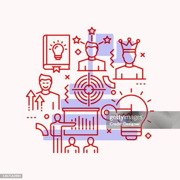 mentoring and training related modern line style vector illustration - teaching assistant stock illustrations