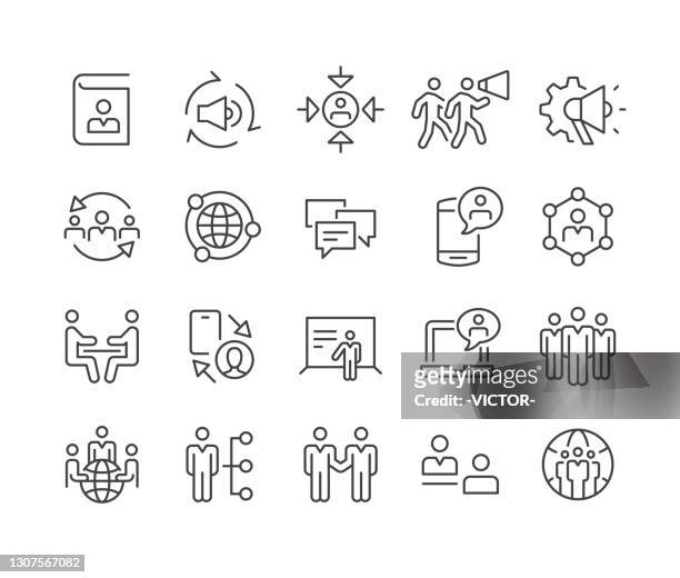 business networking icons set - classic line series - lead stock-grafiken, -clipart, -cartoons und -symbole