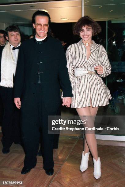 Beatrice Dalle and Christophe Lambert attend the 20th Cesar Awards Ceremony on February 25, 1995 in Paris, France.