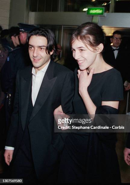 Charlotte Gainsbourg and Yvan Attal attend the 20th Cesar Awards Ceremony on February 25, 1995 in Paris, France.
