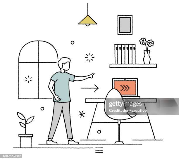 crayon style line certification exam character illustration - medical library stock illustrations