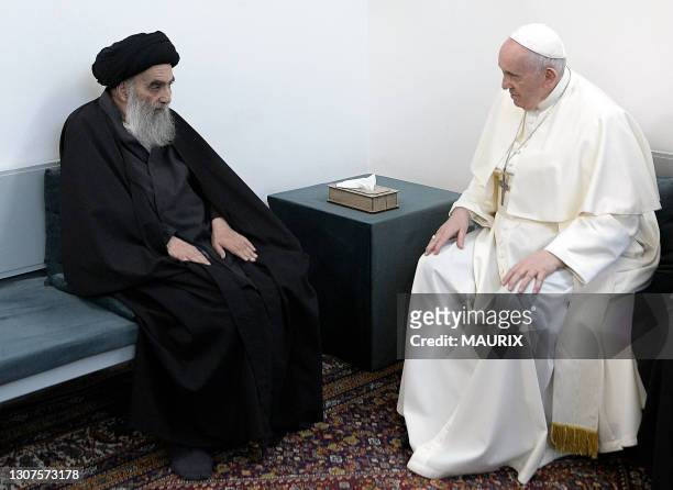 Le pape François a rencontré à Najaf, au deuxième jour de sa visite en Irak, le grand ayatollah Ali Al-Sistani, figure majeure de l'islam chiite en...