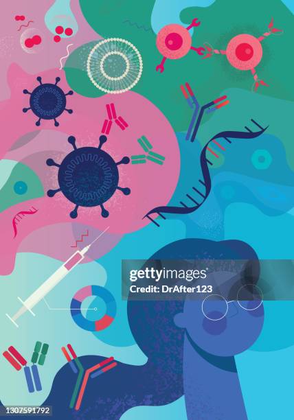 developing mrna vaccines against infectious diseases - antigen testing stock illustrations
