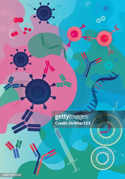 developing mrna vaccine concept - liposome stock illustrations