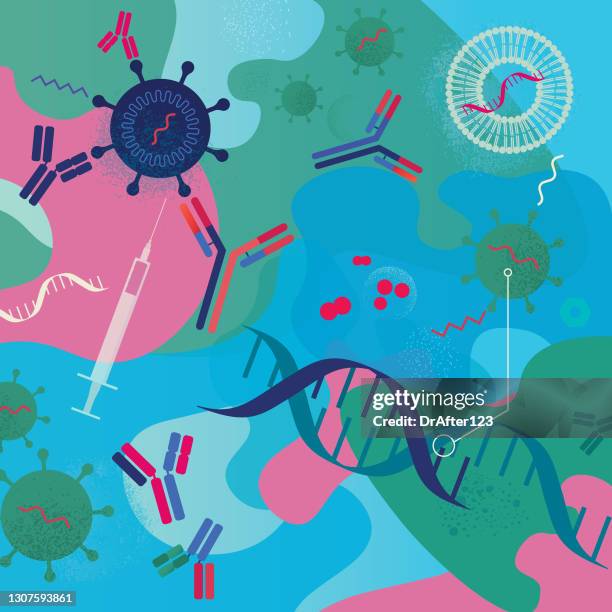 developing mrna covid-19 vaccines concept - liposome stock illustrations