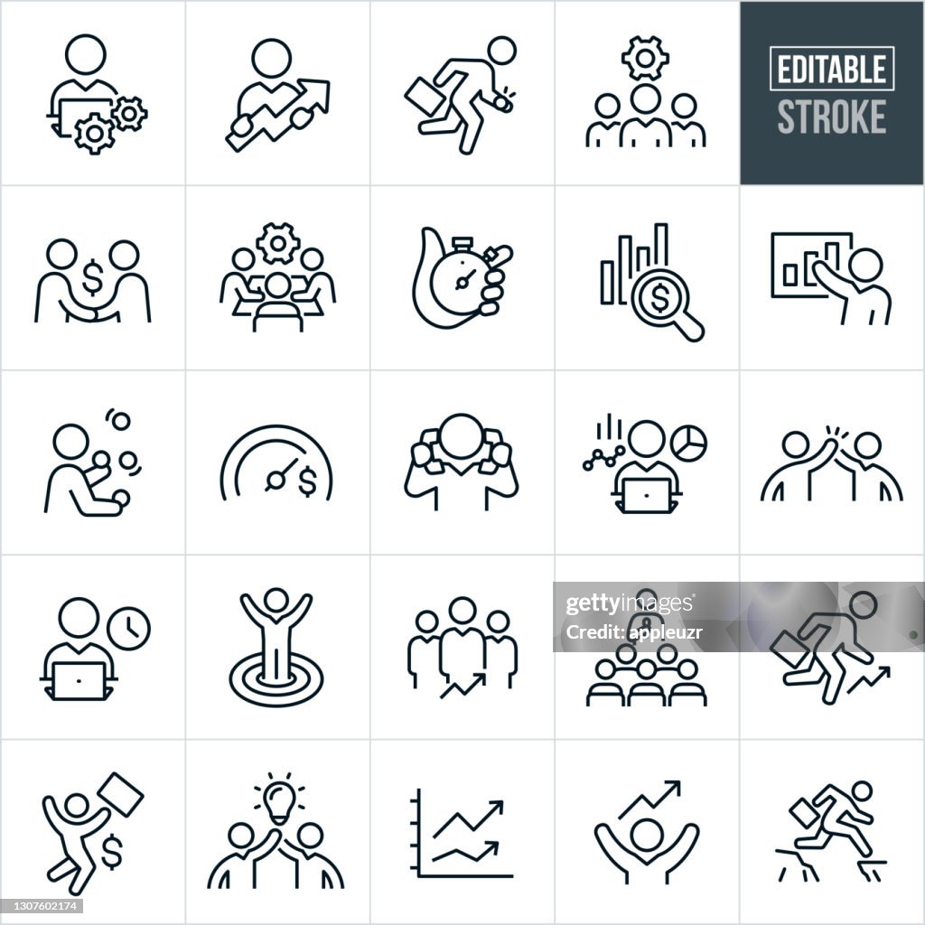 Business Productivity Thin Line Icons - Editable Stroke