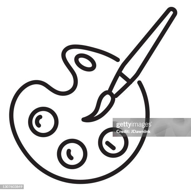 modern art e-learning and education icon concepts thin line style - editable stroke - art class stock illustrations