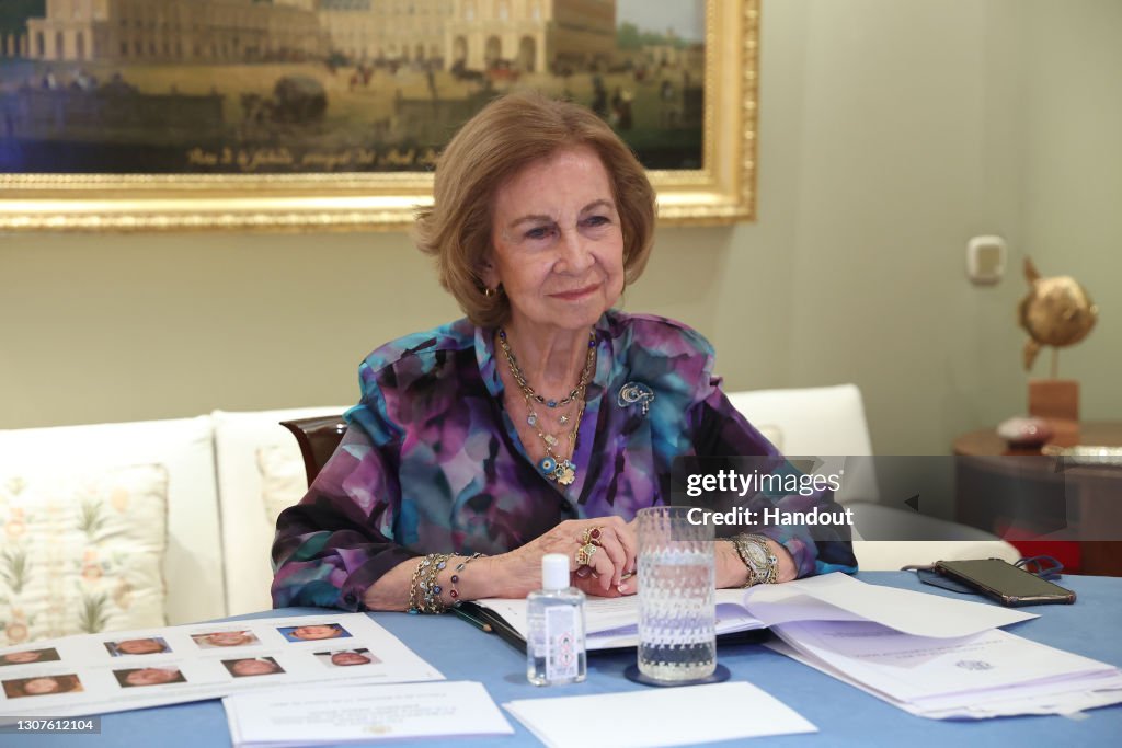 Queen Sofia Attends A Meeting With 'Queen Sofia Spanish Institute' Members