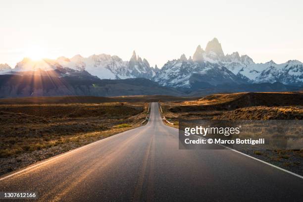 patagonia road - mountain roads stock pictures, royalty-free photos & images