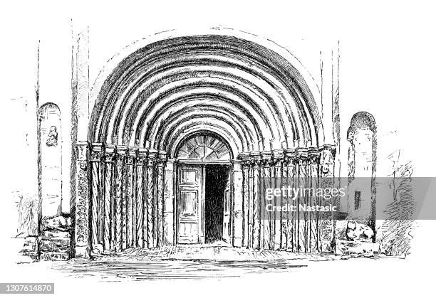 portal of the church to horpács - matthias church budapest stock illustrations
