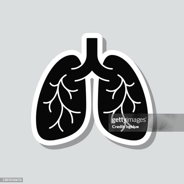 lungs. icon sticker on gray background - bronchitis icon stock illustrations