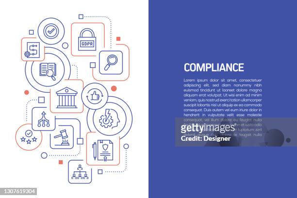compliance-konzept, vektor-illustration der compliance mit icons - gehorsam stock-grafiken, -clipart, -cartoons und -symbole