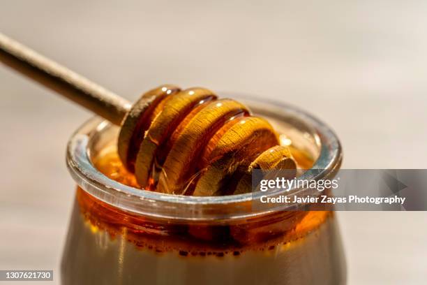 yogurt with honey on wooden table - honey jar stock pictures, royalty-free photos & images