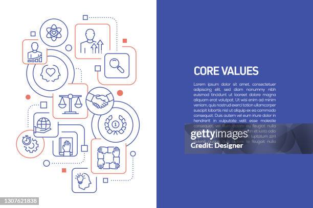 core values concept, vector illustration of core values with icons - morality stock illustrations