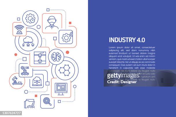 industry 4.0 concept, vector illustration of industry 4.0 and icons - system engineer stock illustrations